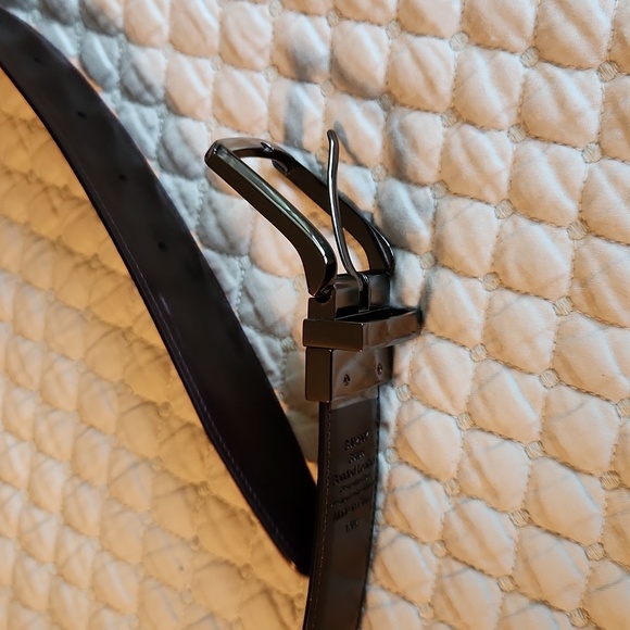 Reversible Mens Belt Bonded Leather Swivel Graphite Buckle Black Brown Size 38 - Picture 10 of 11